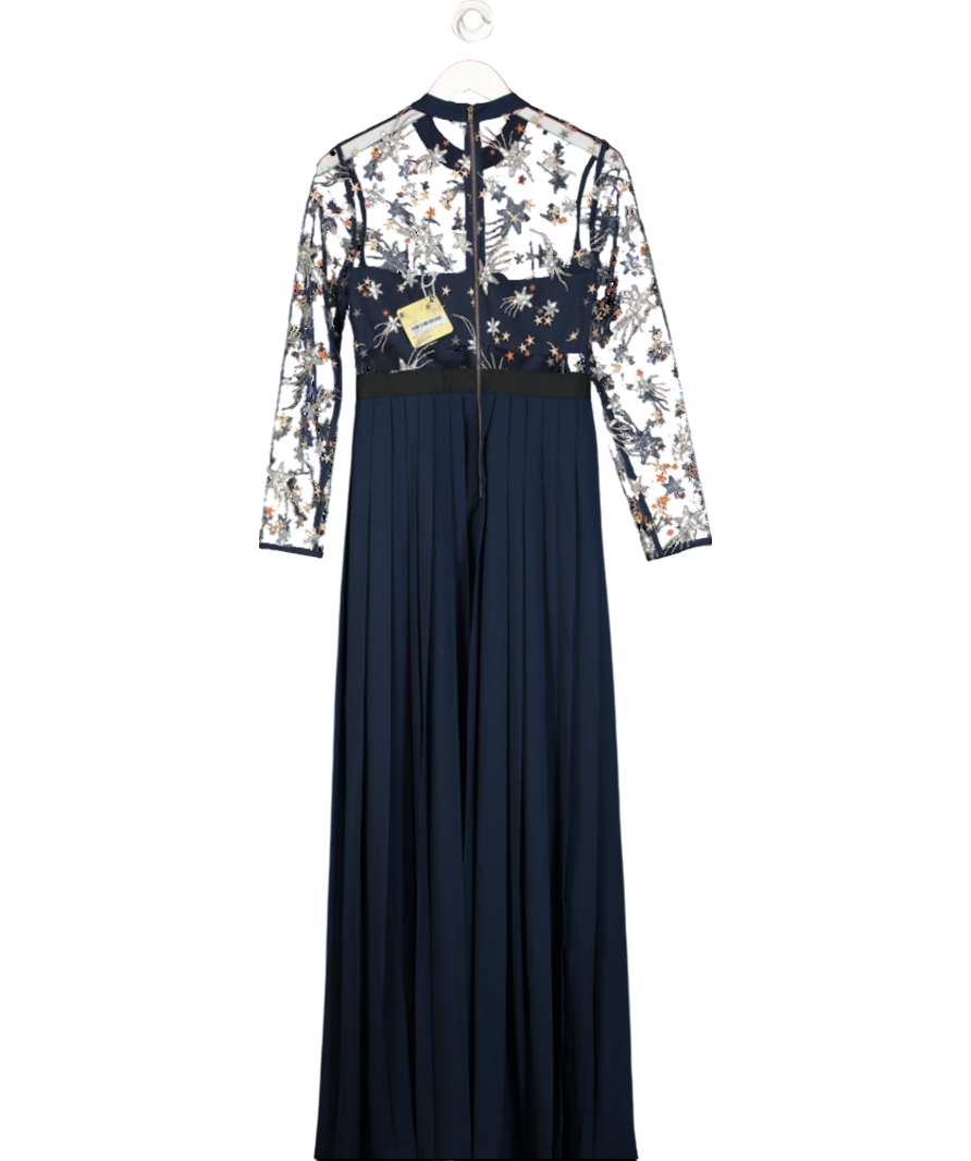 Self-Portrait Blue Embellished Tulle Star Panelled Dress UK 10