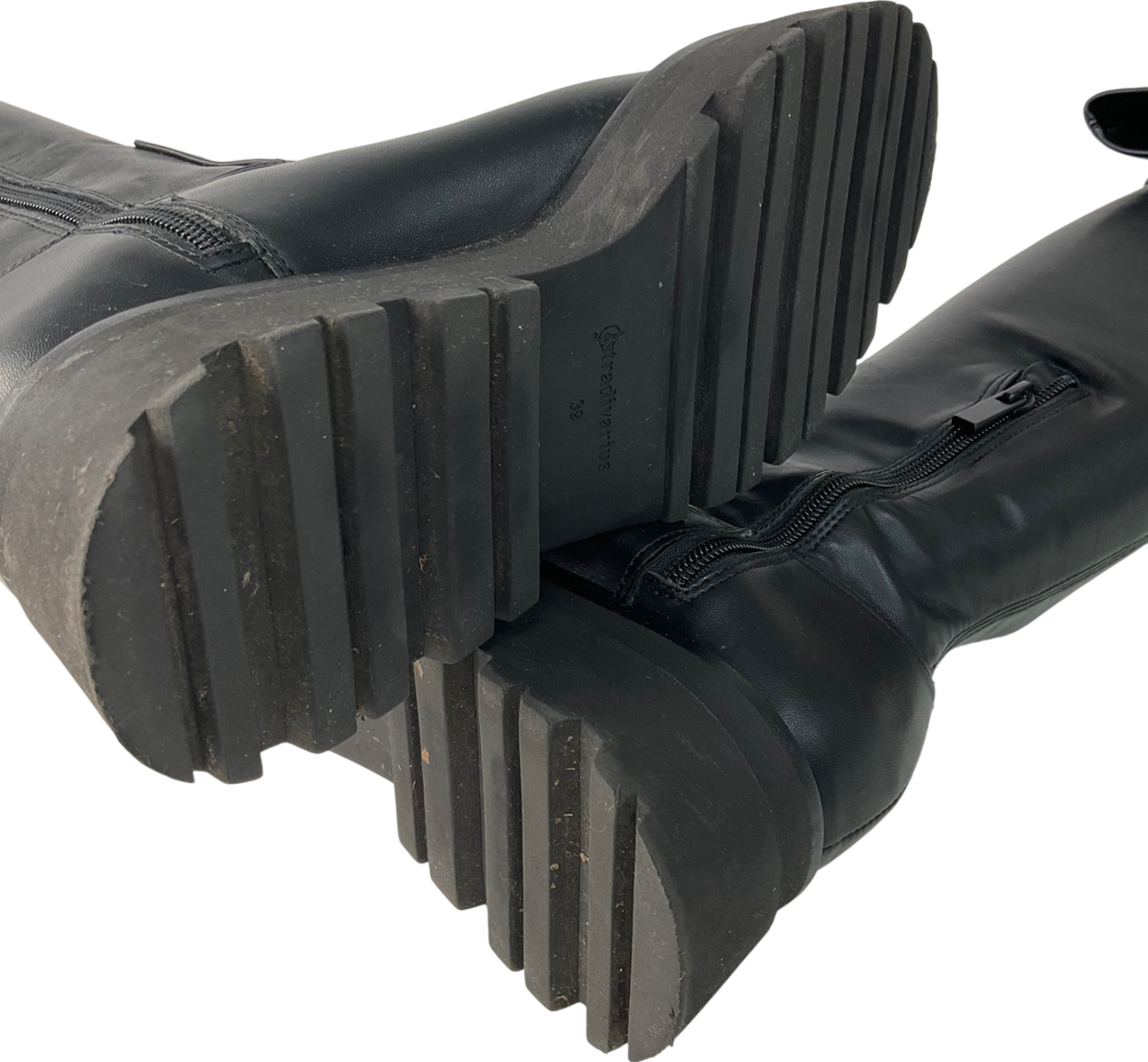 Stradivarius Black Women's Flat Knee-high Boots UK 6 EU 39 👠