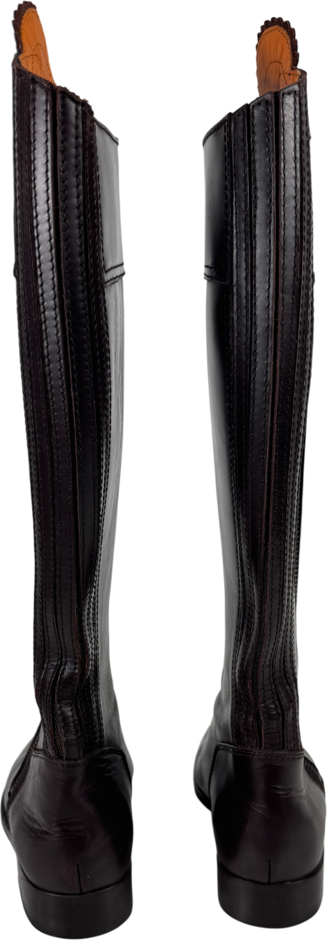Fairfax & Favor Regina Mahogany Brown Leather Flat Knee-high Boots UK 6 EU 39 👠