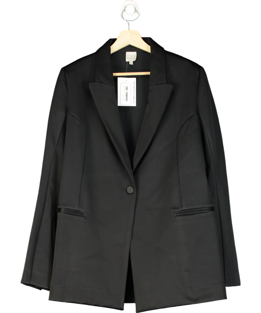 Hanne Bloch Black Satin Single Breasted Blazer One Size