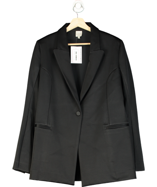 Hanne Bloch Black Satin Single Breasted Blazer One Size