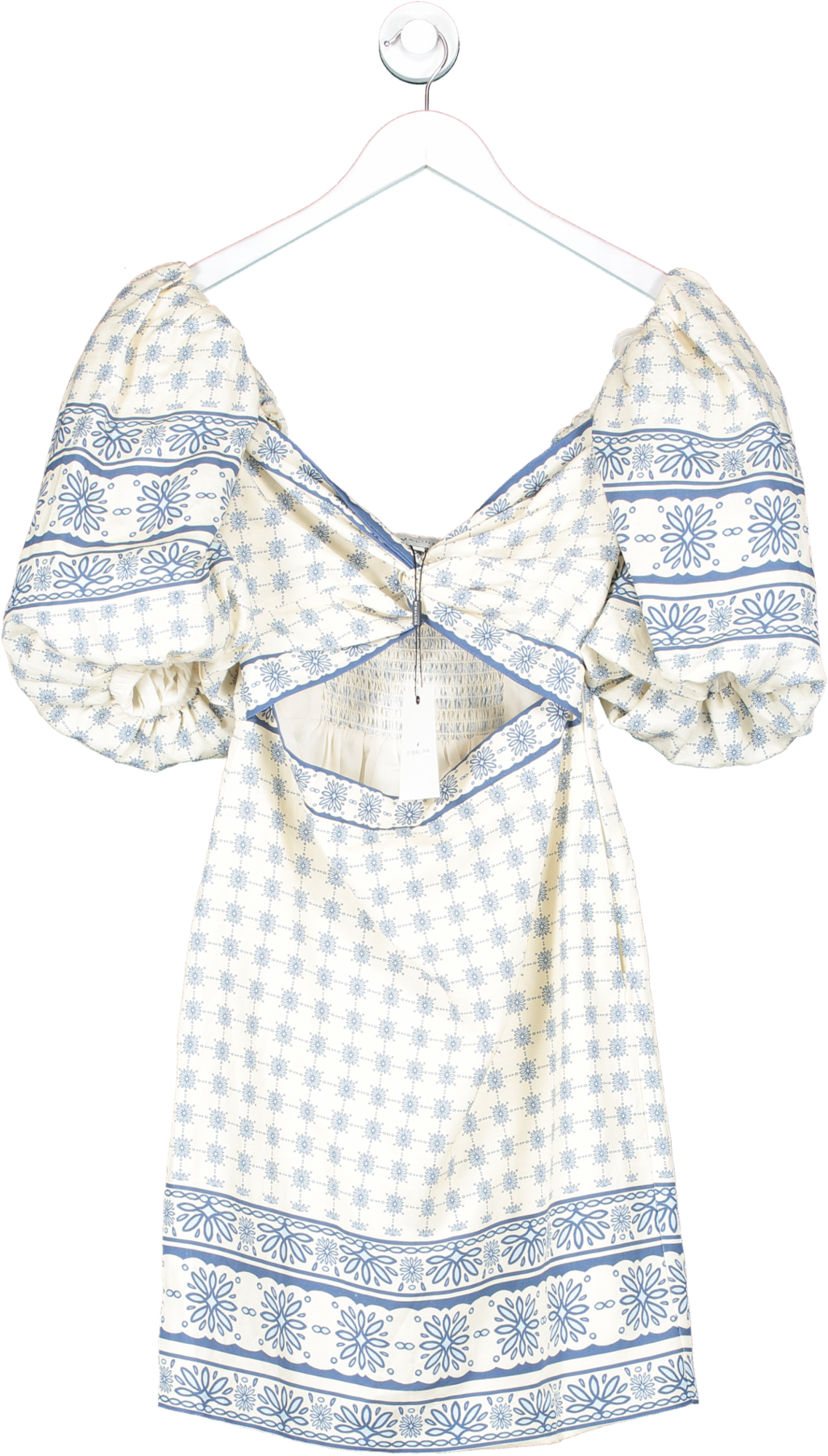By Malina Cream June Pouf Shoulder Mini Dress UK S