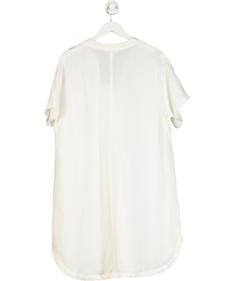 H&M White Linen Blend Loose Tunic Dress UK M