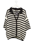 Yours Cream Limited Collection Curve Black & White Stripe Crochet Shirt UK 18