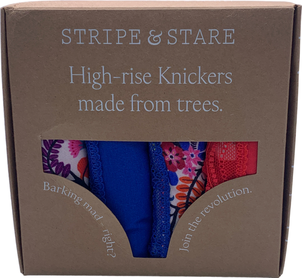 Stripe & Stare Multicoloured Set of 3 High Rise Knickers UK 18/20