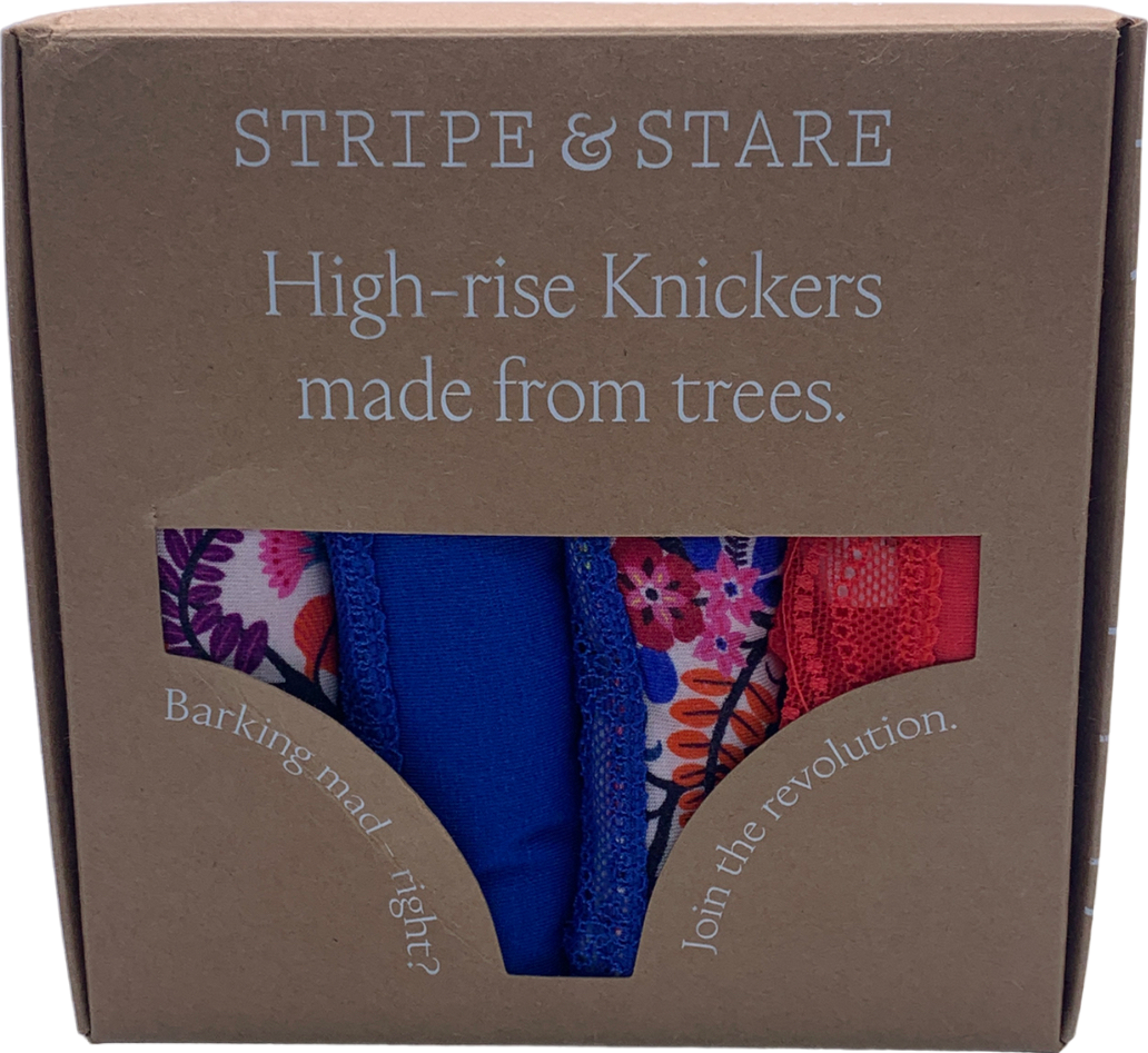 Stripe & Stare Multicoloured Set of 3 High Rise Knickers UK 18/20