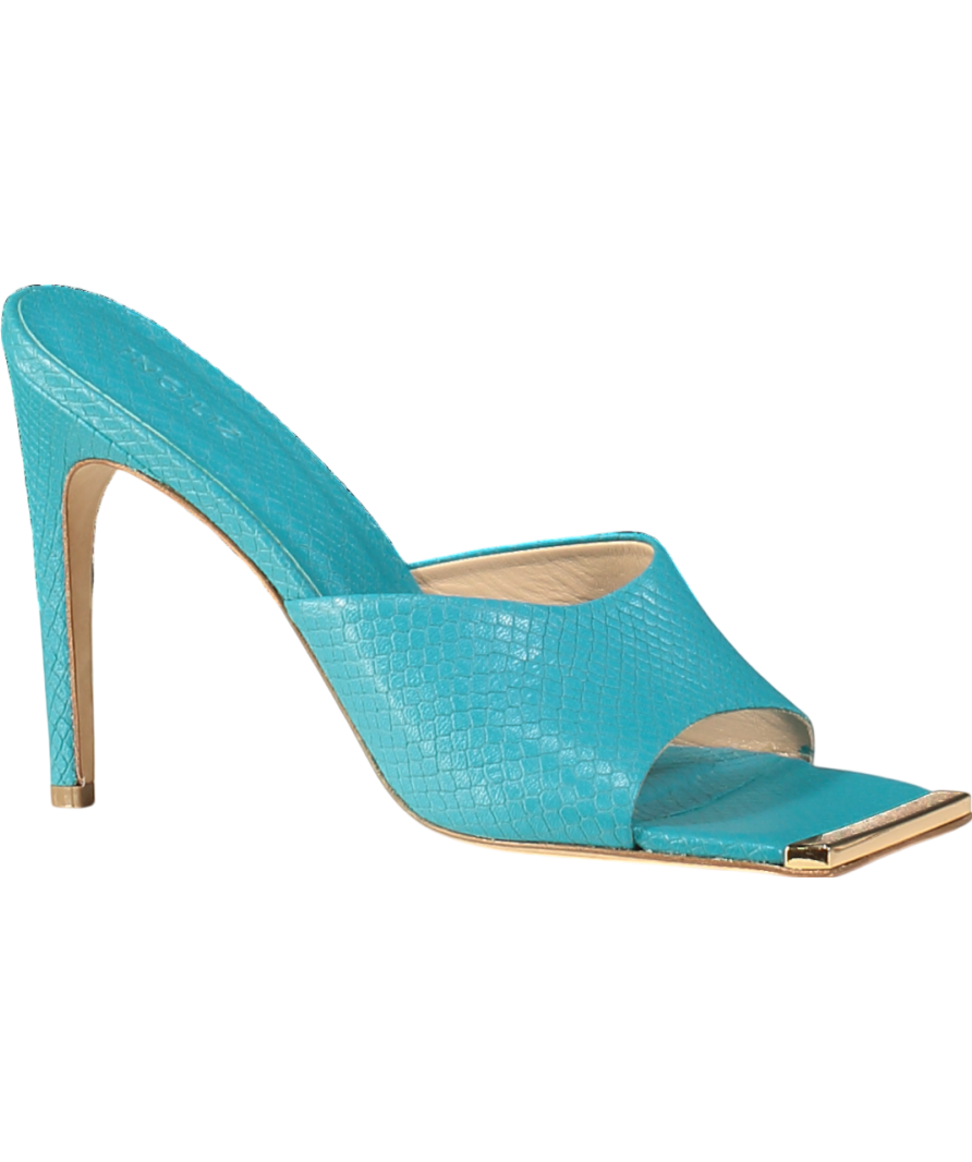 ingiliz Blue Kalina Lizard Embossed Leather Mules UK 6 EU 39 👠