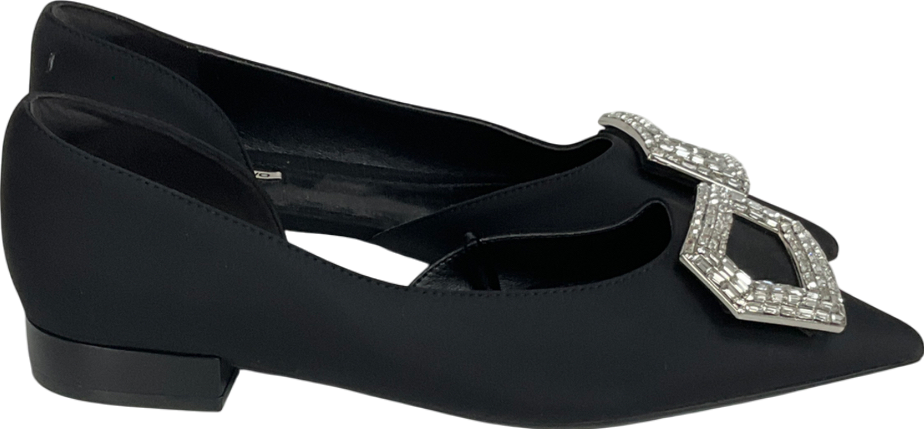Urban Revivo Black Buckle Decor Flats UK 4 EU 37 👠