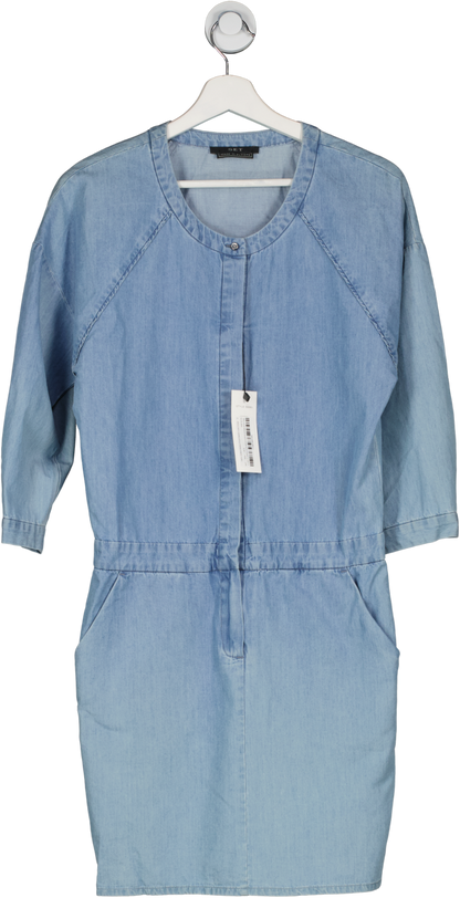 SET Blue 100% Cotton Button Front Chambray Dress BNWT UK 6