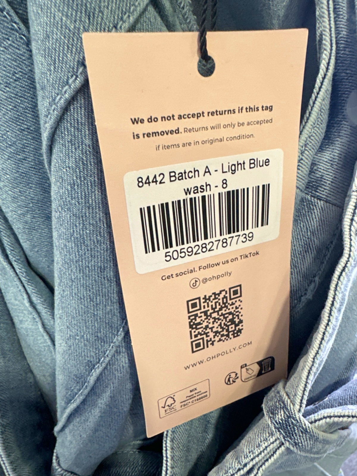 Oh Polly Light Blue Denim Skater Skirt UK 8