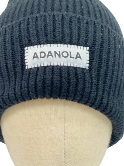 Adanola Black Ribbed Beanie Hat One Size UK