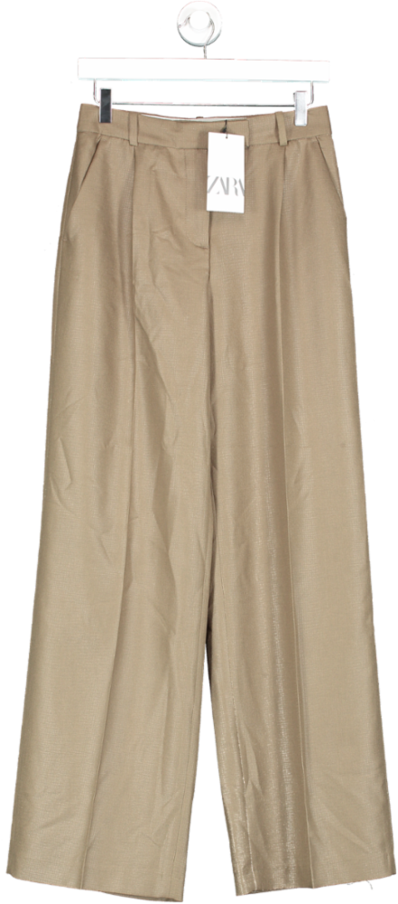 ZARA Green Darted Straight Fit Trousers UK XS