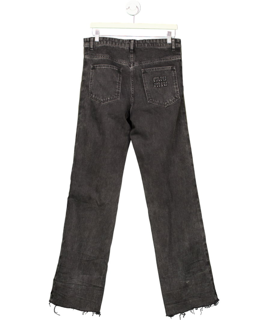 MIU MIU Black Five Pocket Satin Trimmed Jeans W24