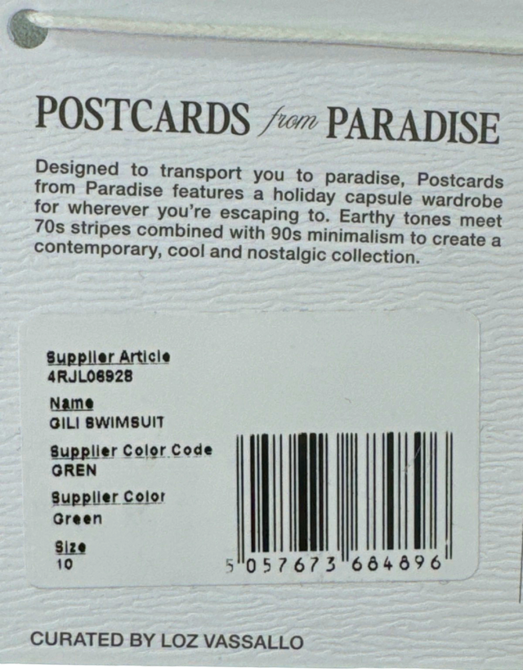 Postcards from Paradise Green Gili Swimsuit Size UK 10