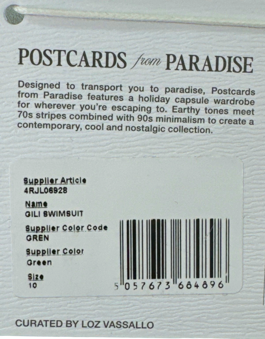 Postcards from Paradise Green Gili Swimsuit Size UK 10