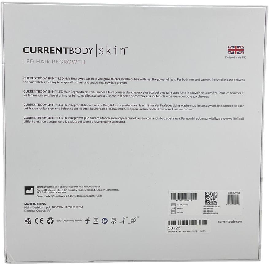 Current Body Led Hair Growth Helmet Large 59cm-63.5