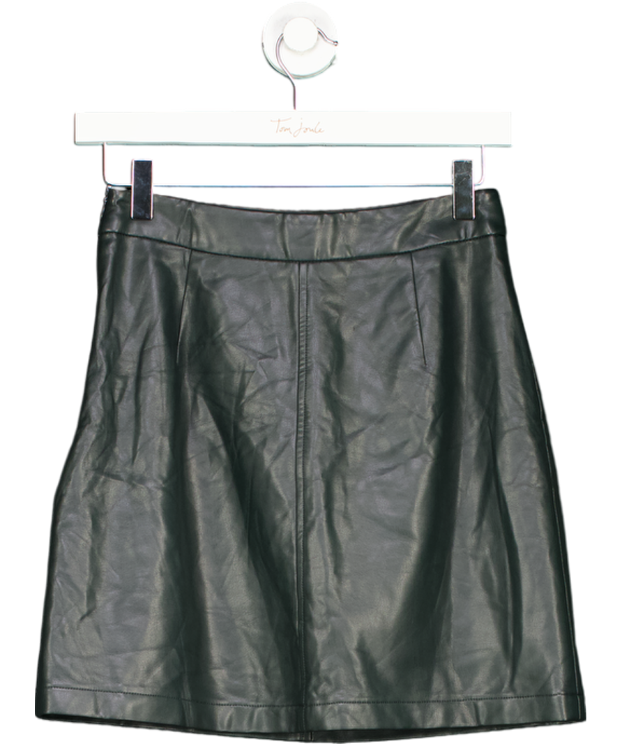 French Connection Black Crolenda Vegan Leather Mini Skirt UK XXS
