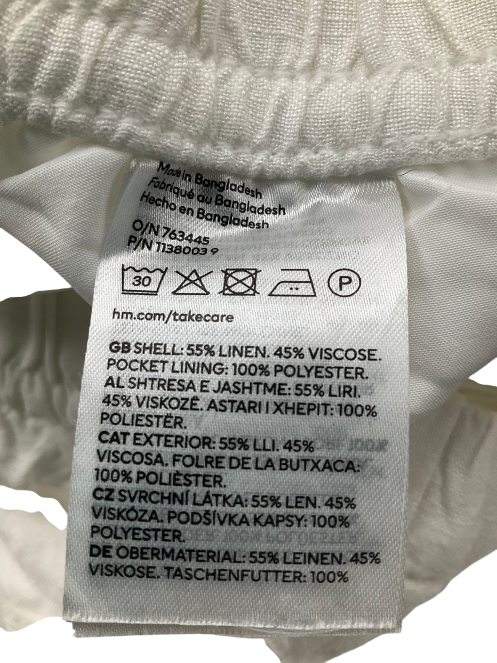 H&M White Linen Blend Pull On Trousers UK M