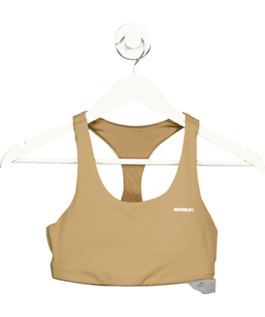 Second Lift Beige Logo Crop Top UK XS