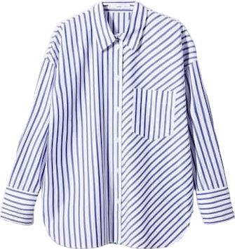 MANGO Blue Striped Cotton Oversized Shirt BNWT UK 10