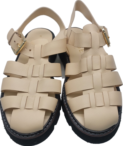 WYSE LONDON Beige Leather Darcy Sandals UK 4