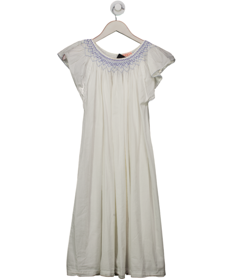 SMOCK LONDON White / Bue  100% Cotton Hand Smocked Dress UK S