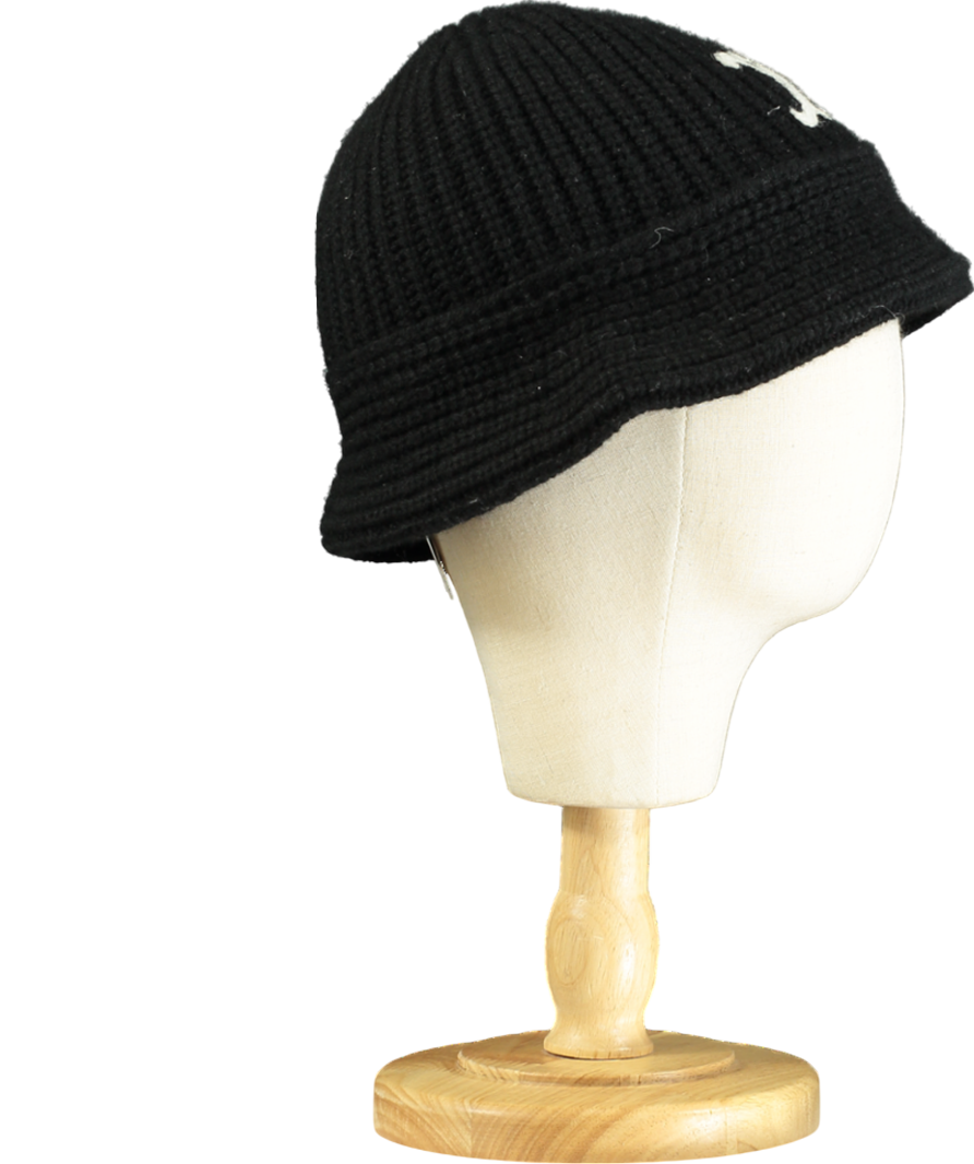 Celine Black Triomphe Cloche Beanie