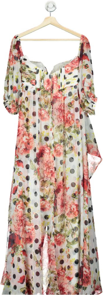 Karen Millen Floral Polka Dot Maxi Dress UK 10