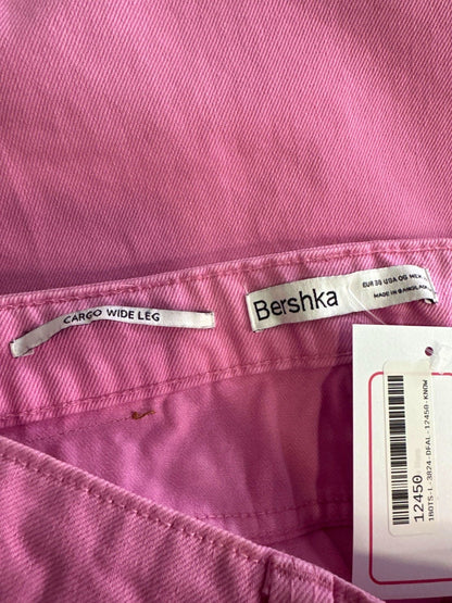 Bershka Pink Cargo Wide Leg Trousers UK 10