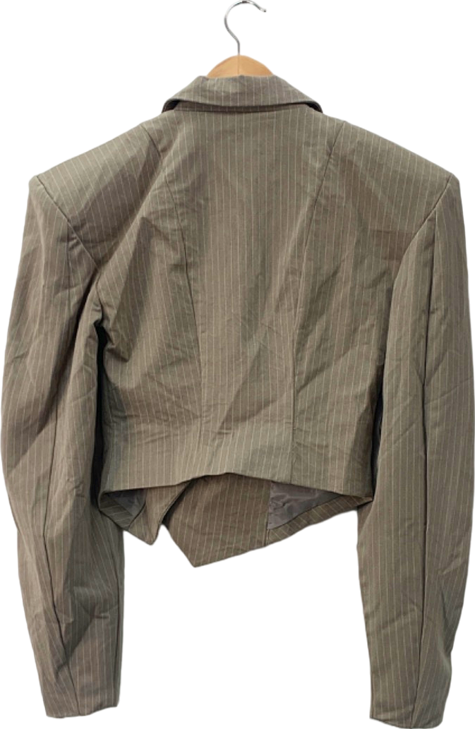 PLT Label Dark Taupe Pinstripe Oversized Blazer UK 8