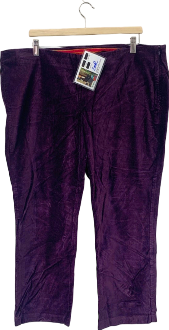 Boden Purple Straightleg Velvet Crop trousers 20R