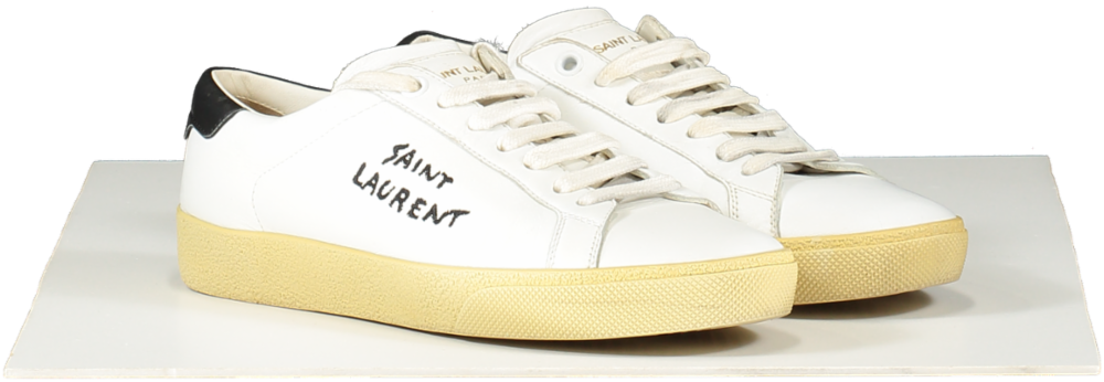Saint Laurent White Court Classic Logo-embroidered Leather Trainers UK 2 EU 35 👠