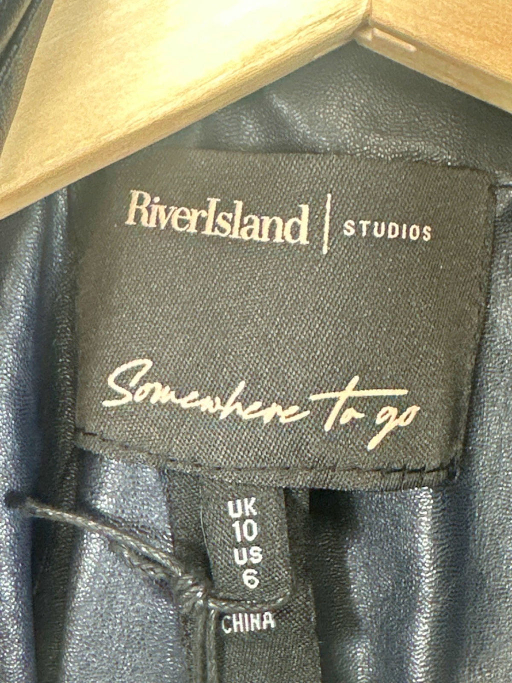 River Island Navy Somewhere To Go Leather Look Dress UK 10