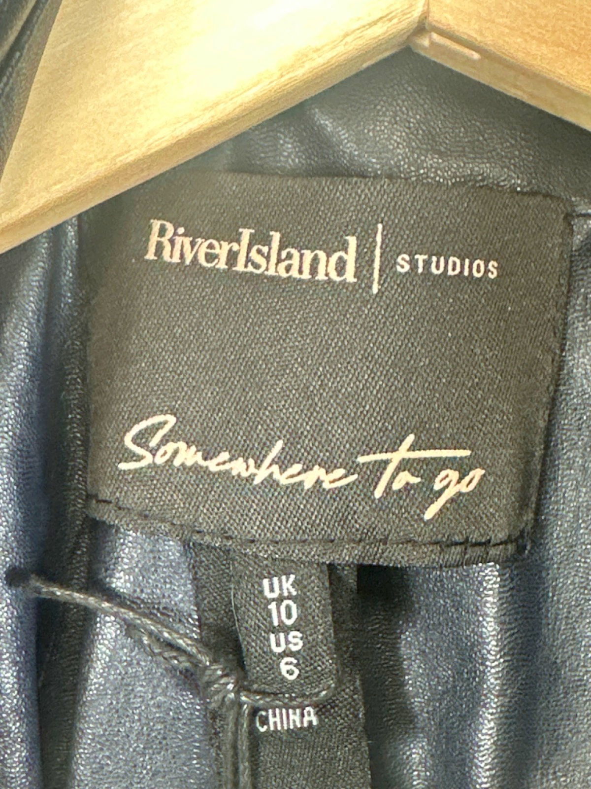 River Island Navy Somewhere To Go Leather Look Dress UK 10