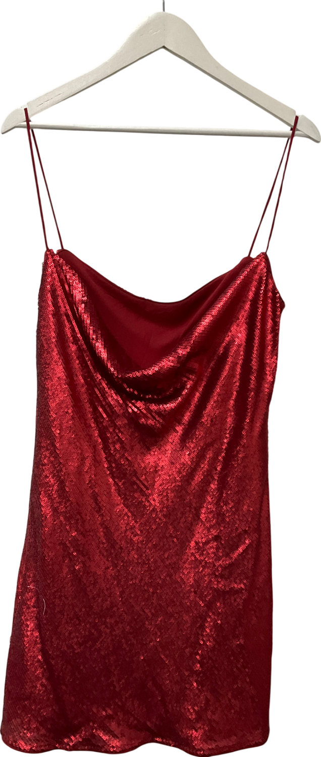 ZARA Red Sequin Mini Dress UK L