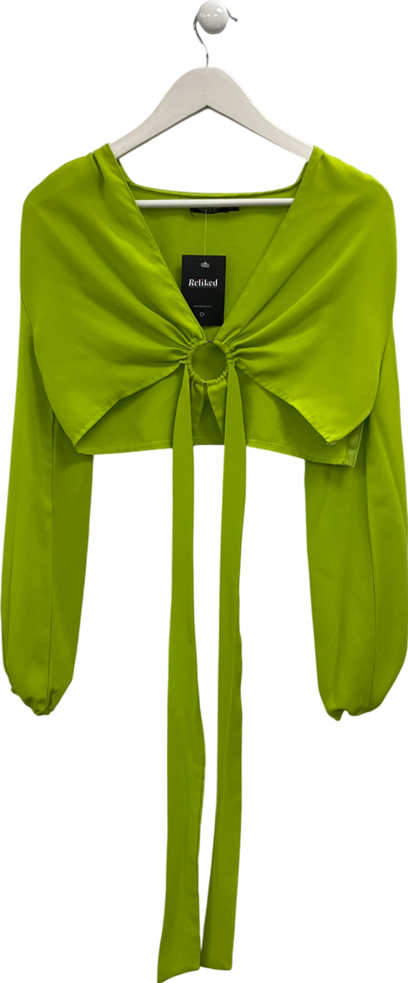Nasty Gal Green Ring Detail Waist Tie Top UK 8