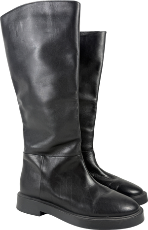 H&M Black Leather Knee High Boots UK 7 EU 40