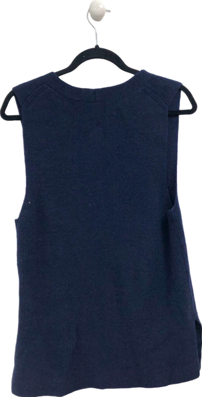 Wyse Navy Sleeveless Wool Blend Top UK S