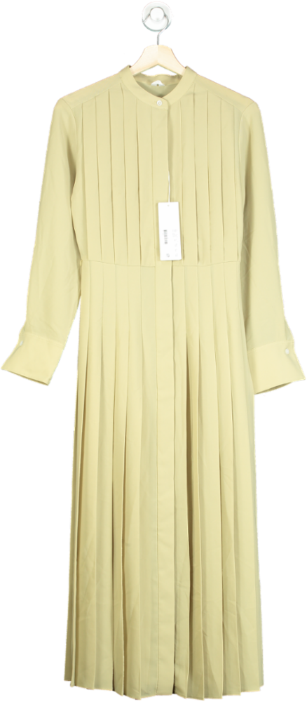 Arket Green Long Pleated Dress UK 6