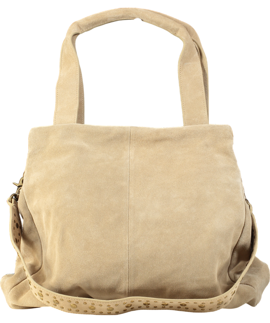 Next Beige Suede Leather With Gold Details Bag
