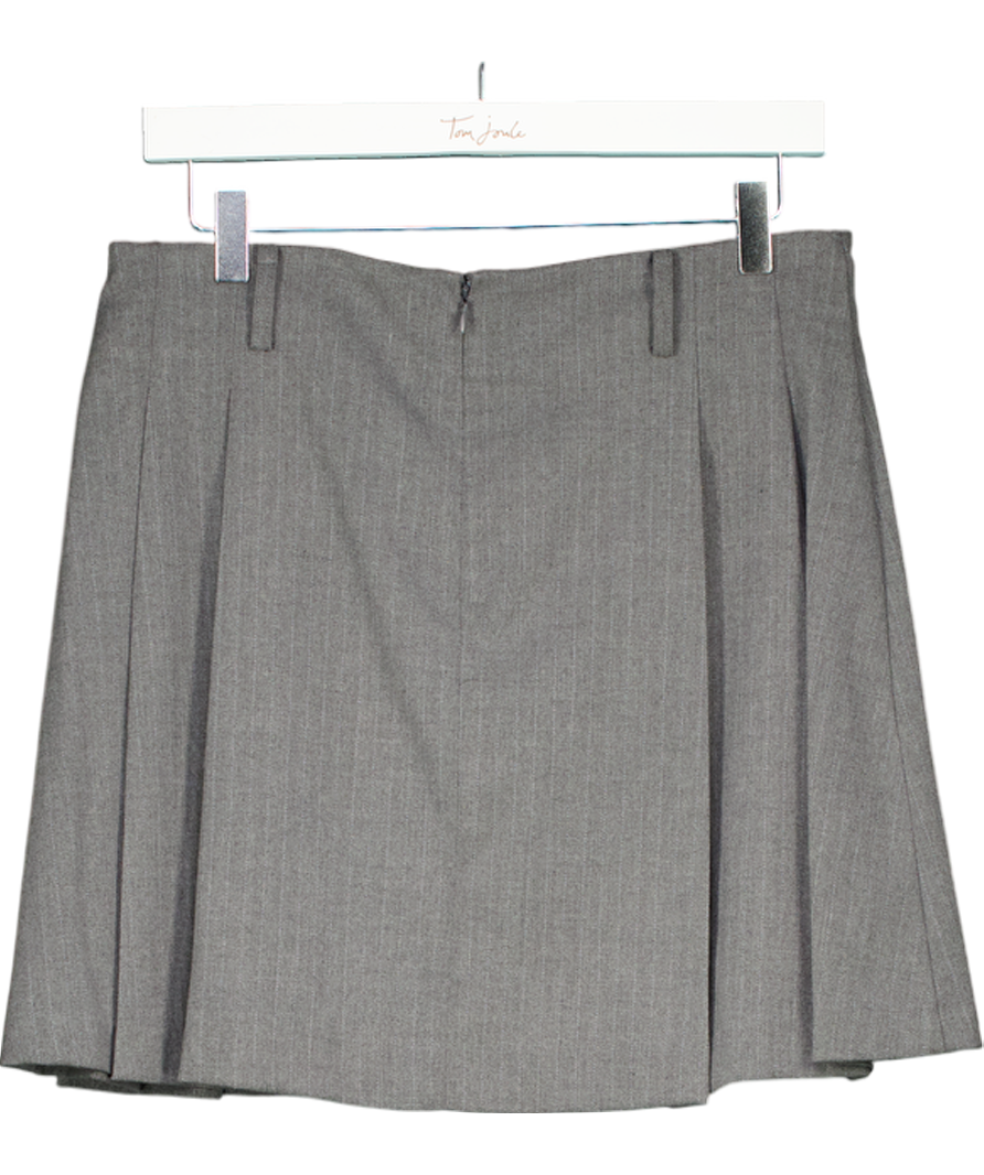 MANGO Grey Pinstriped Pleated Skirt UK 12