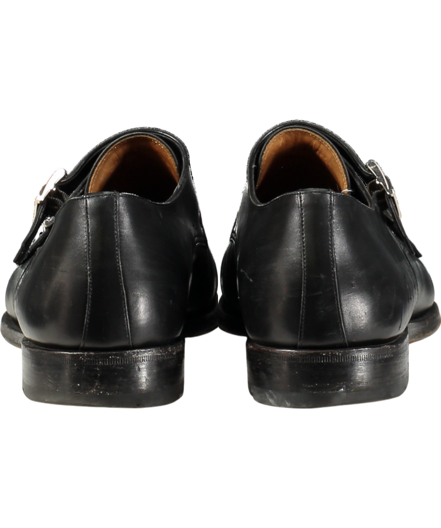 Santoni Black Leather Double Buckle Shoe UK 10.5 EU 44.5 👞