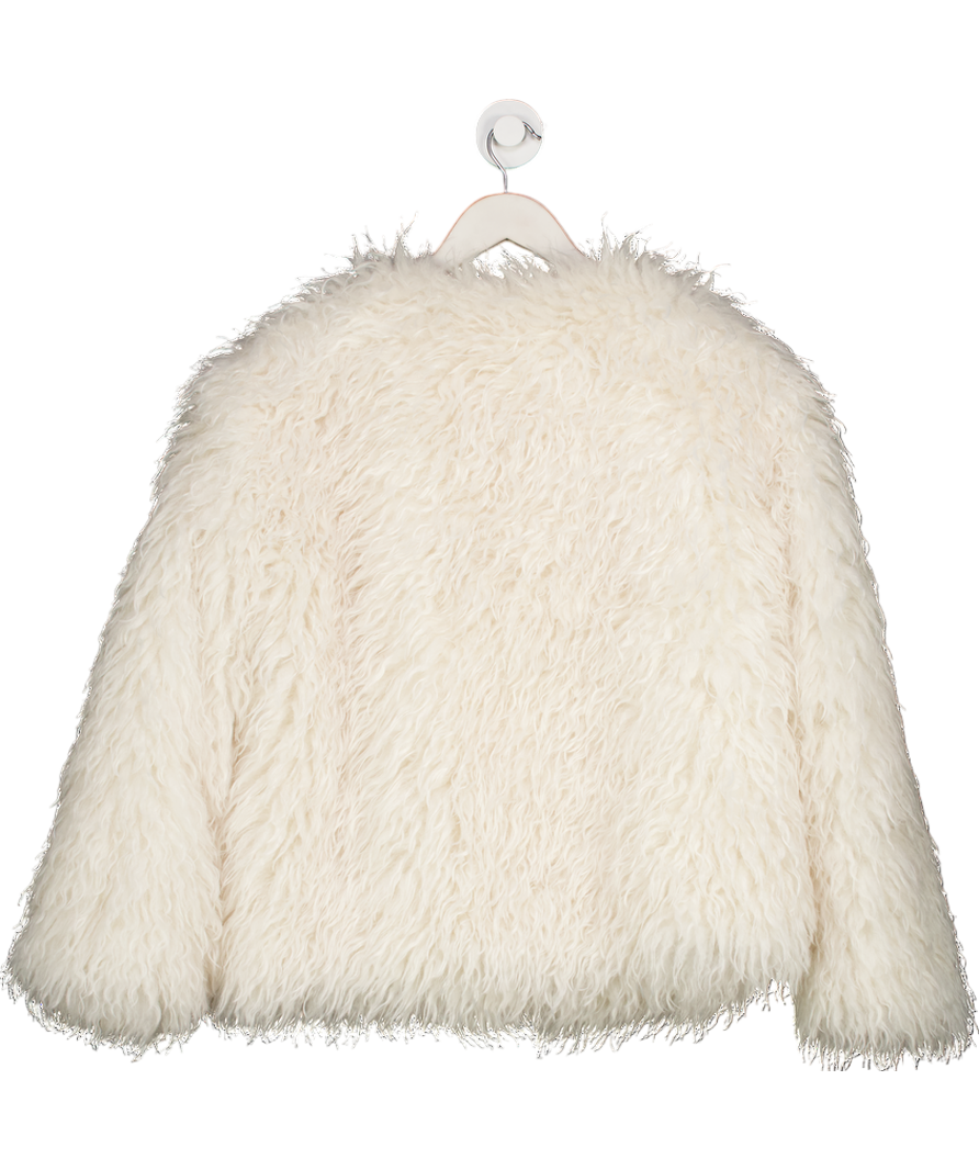 THE FROLIC Oversized Mongolian Faux Fur Jacket In Cream UK M