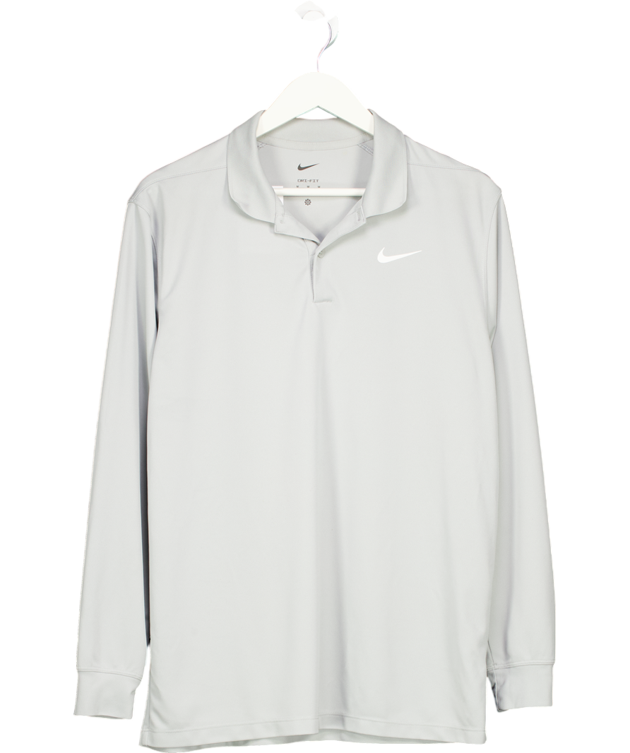 Nike Grey Long Sleeve Golf Polo UK M