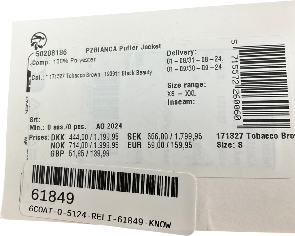 Pulz Jeans Beige Pzbianca Pufferjacket UK S