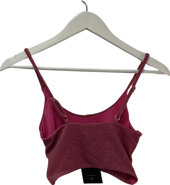 BEACH RIOT Sparkly Pink Bikini Top UK S