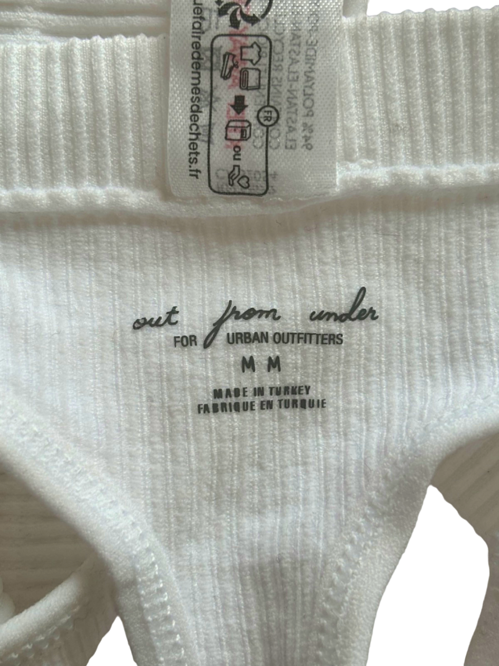 Urban Outfitters White Out From Under Ribbed Thong UK M