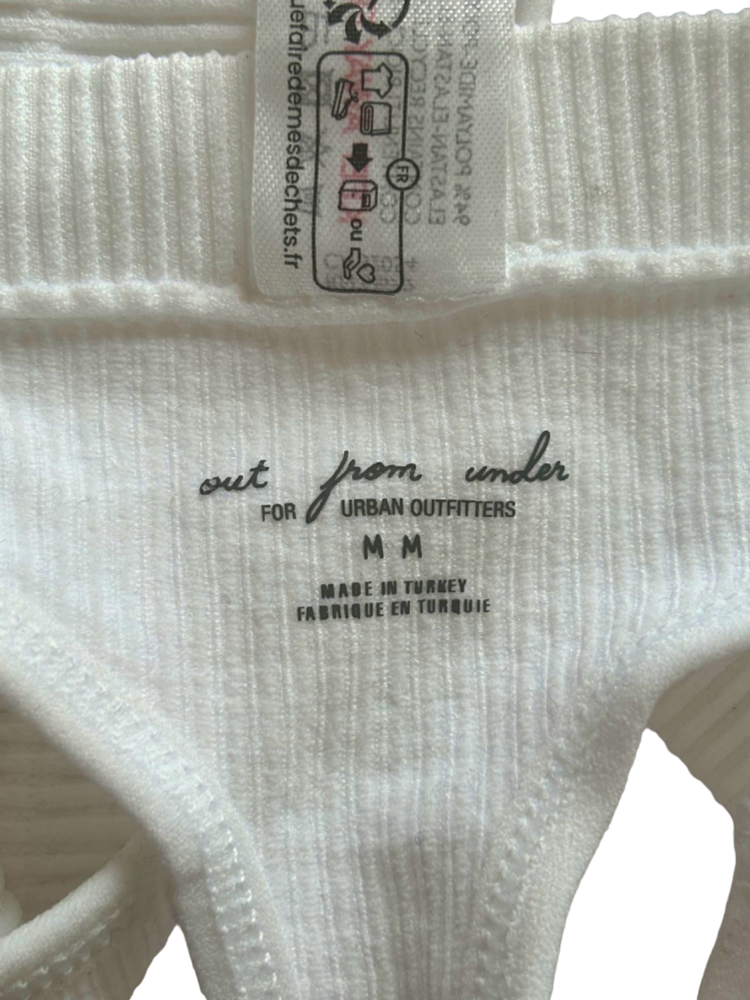 Urban Outfitters White Out From Under Ribbed Thong UK M