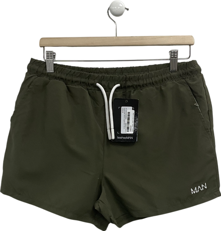 boohooMan Green Original Man Short Length Swim Shorts UK M
