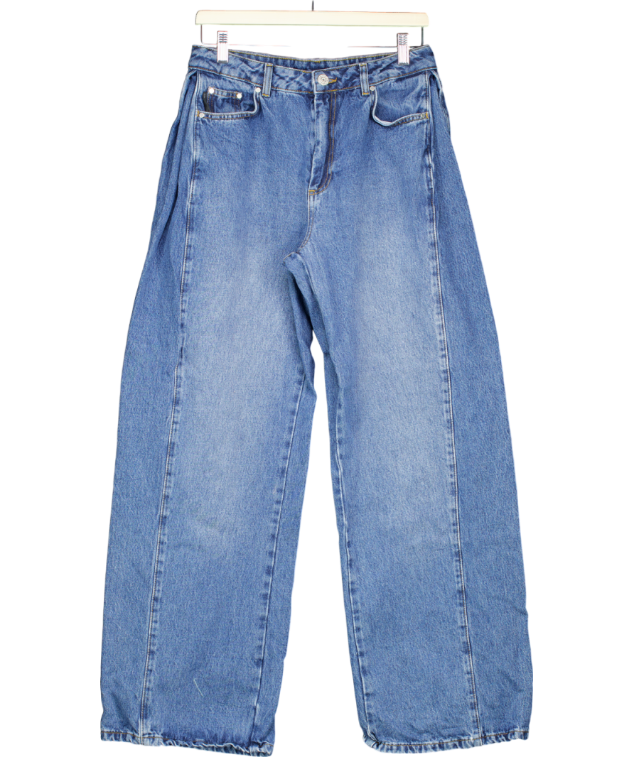 The Couture Club Blue Adjustable Pleat Wide Leg Jeans UK 8